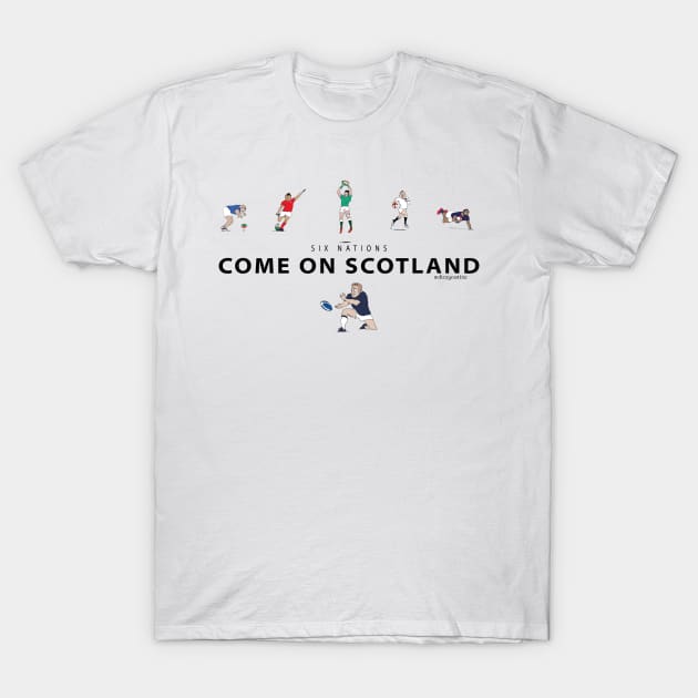 Six Nations rugby - Come on Scotland T-Shirt by dizzycat-biz